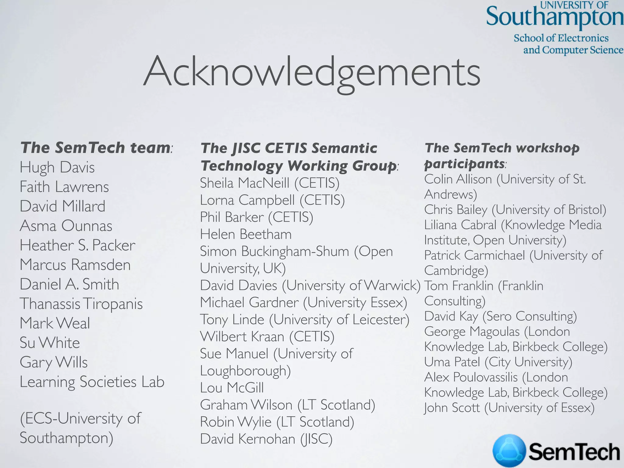 SemTech Survey - Web Science 2009 Conference