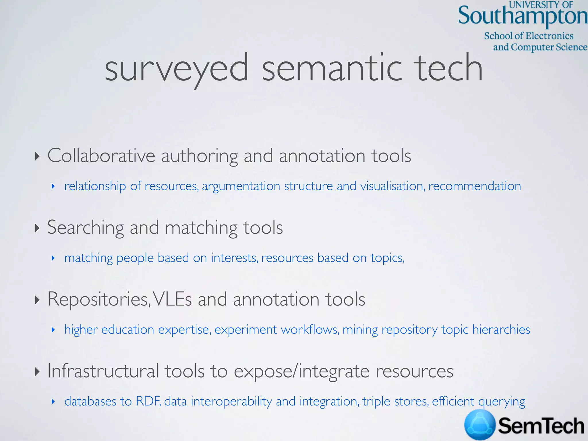SemTech Survey - Web Science 2009 Conference