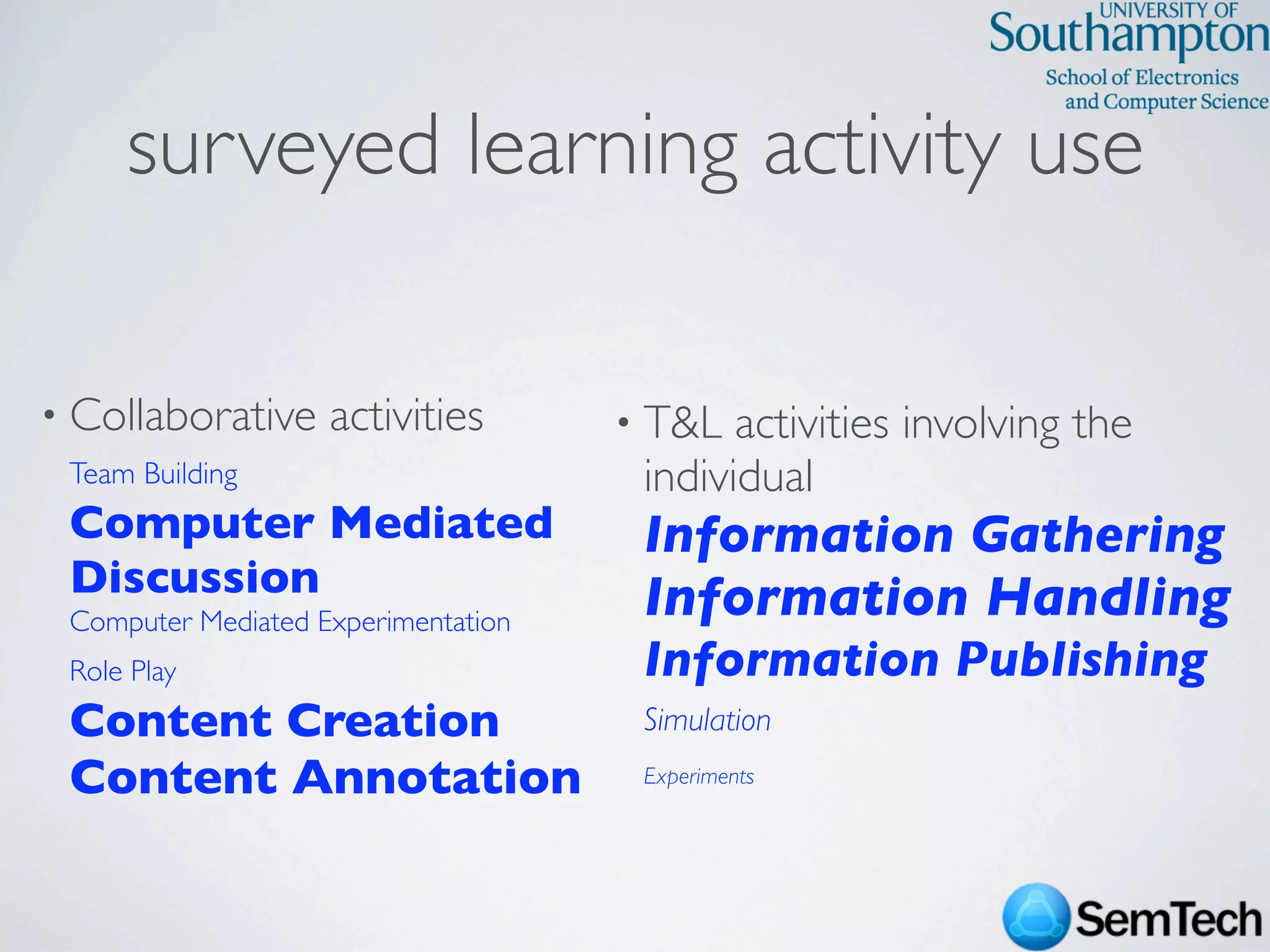 SemTech Survey - Web Science 2009 Conference