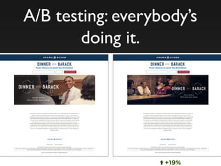 A/B testing: everybody’s
doing it.
 
