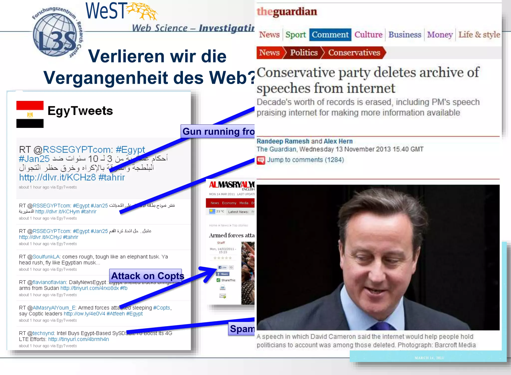 Spam
Attack on Copts
Gun running from Sudan
Verlieren wir die
Vergangenheit des Web?
 