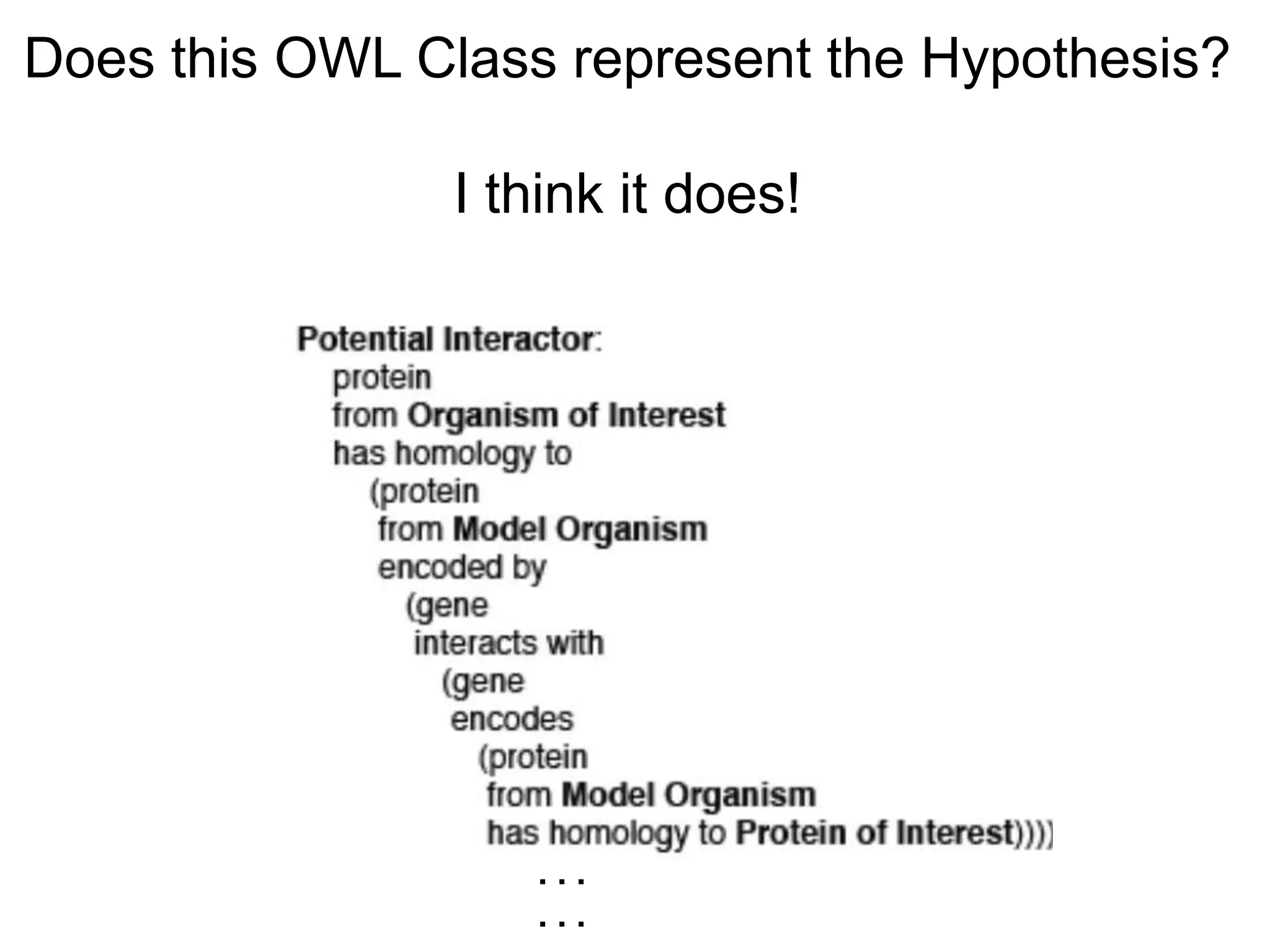 Does this OWL Class represent the Hypothesis?

                I think it does!




                   ...
                   ...
 