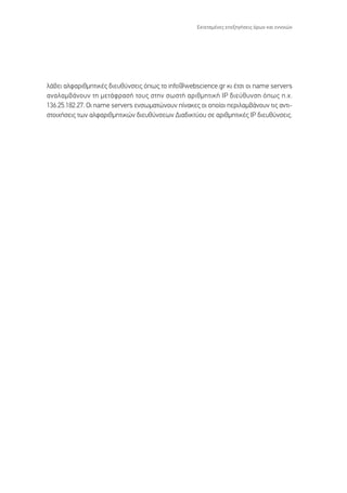 ∂ÎÙÂÙ·Ì¤ÓÂ˜ ÂÂÍËÁ‹ÛÂÈ˜ ﬁÚˆÓ Î·È ÂÓÓÔÈÒÓ




Ï¿‚ÂÈ ·ÏÊ·ÚÈıÌËÙÈÎ¤˜ ‰ÈÂ˘ı‡ÓÛÂÈ˜ ﬁˆ˜ ÙÔ info@webscience.gr ÎÈ ¤ÙÛÈ ÔÈ name servers
·Ó·Ï·Ì‚¿ÓÔ˘Ó ÙË ÌÂÙ¿ÊÚ·Û‹ ÙÔ˘˜ ÛÙËÓ ÛˆÛÙ‹ ·ÚÈıÌËÙÈÎ‹ IP ‰ÈÂ‡ı˘ÓÛË ﬁˆ˜ .¯.
136.25.182.27. √È name servers ÂÓÛˆÌ·ÙÒÓÔ˘Ó ›Ó·ÎÂ˜ ÔÈ ÔÔ›ÔÈ ÂÚÈÏ·Ì‚¿ÓÔ˘Ó ÙÈ˜ ·ÓÙÈ-
ÛÙÔÈ¯‹ÛÂÈ˜ ÙˆÓ ·ÏÊ·ÚÈıÌËÙÈÎÒÓ ‰ÈÂ˘ı‡ÓÛÂˆÓ ¢È·‰ÈÎÙ‡Ô˘ ÛÂ ·ÚÈıÌËÙÈÎ¤˜ IP ‰ÈÂ˘ı‡ÓÛÂÈ˜.
 