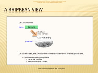 Consolidating networks of excellence - WebScience Montpellier Meetup.
                   Friday May 13th, 2011 at LIRMM, Montpellier, France




A KRIPKEAN VIEW




                     Pictures borrowed from H.S.Thompson
 