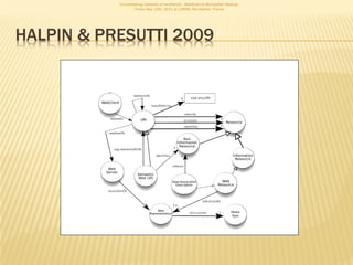 Consolidating networks of excellence - WebScience Montpellier Meetup.
                   Friday May 13th, 2011 at LIRMM, Montpellier, France




HALPIN & PRESUTTI 2009
 