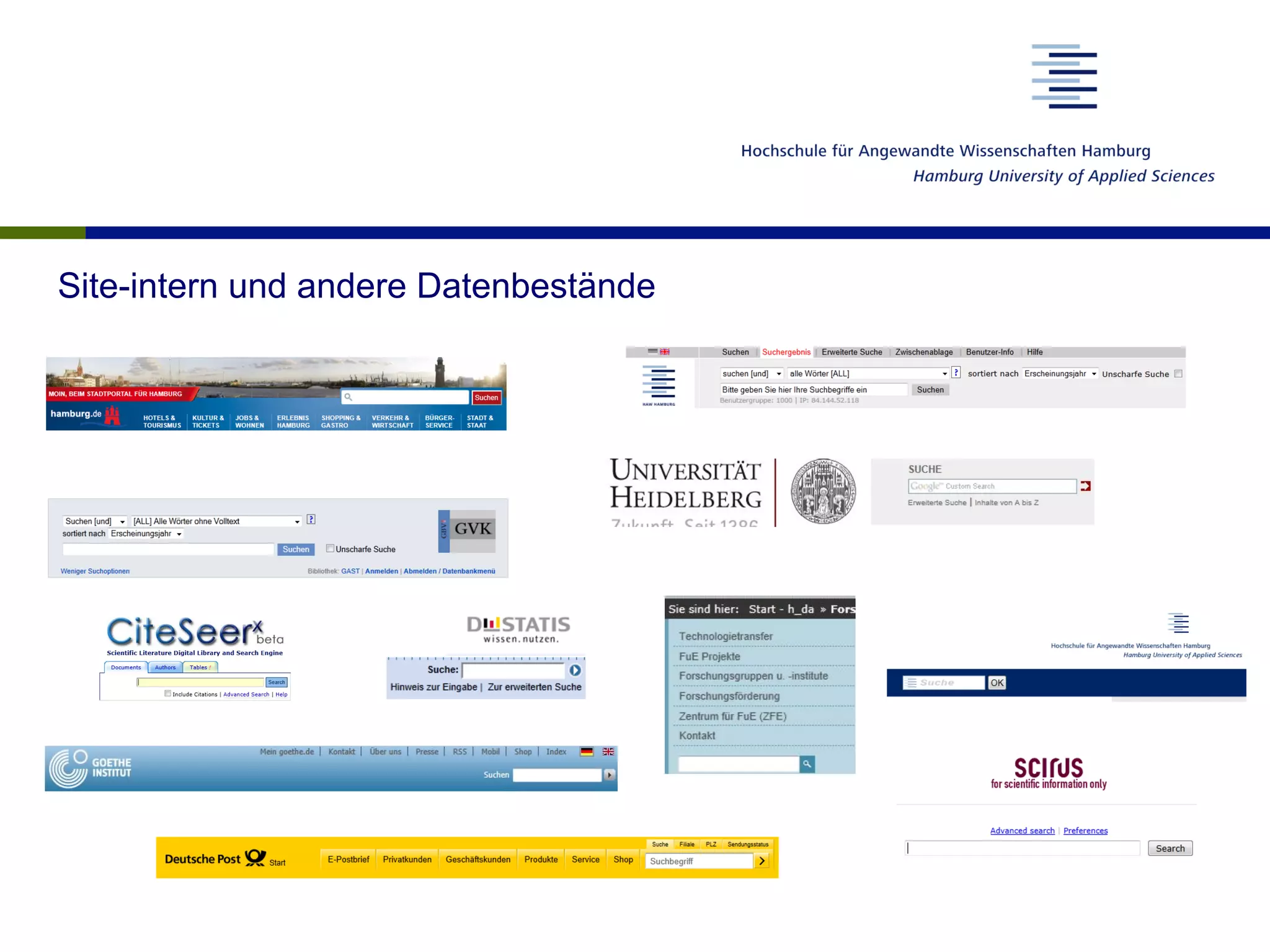 Site-intern und andere Datenbestände
 