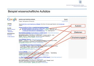 Beispiel wissenschaftliche Aufsätze




 •  x                                     Autoren


                                         Zitationen

                                       Erscheinungsjahr




16 |
 