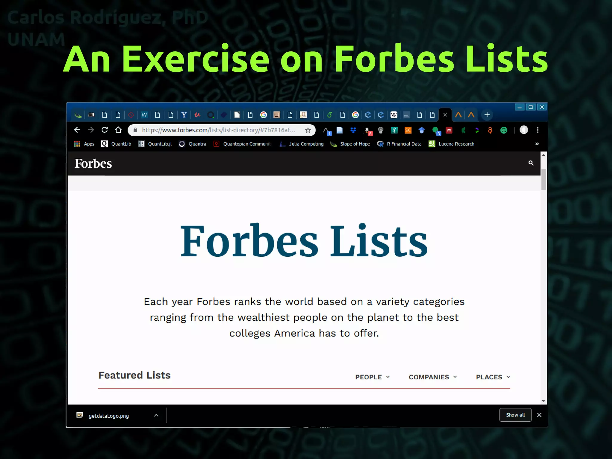 An Exercise on Forbes Lists
 