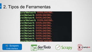 2. Tipos de Ferramentas
#2 Scrapers
Code interface
 