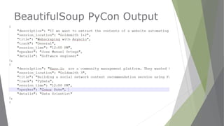 BeautifulSoup PyCon Output
 