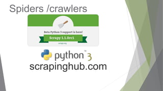 Spiders /crawlers
scrapinghub.com
 