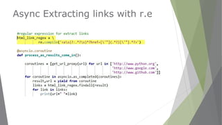 Async Extracting links with r.e
 