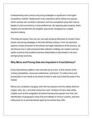 Web Scraping Food Delivery Data: Tracking Menu Trends | PDF