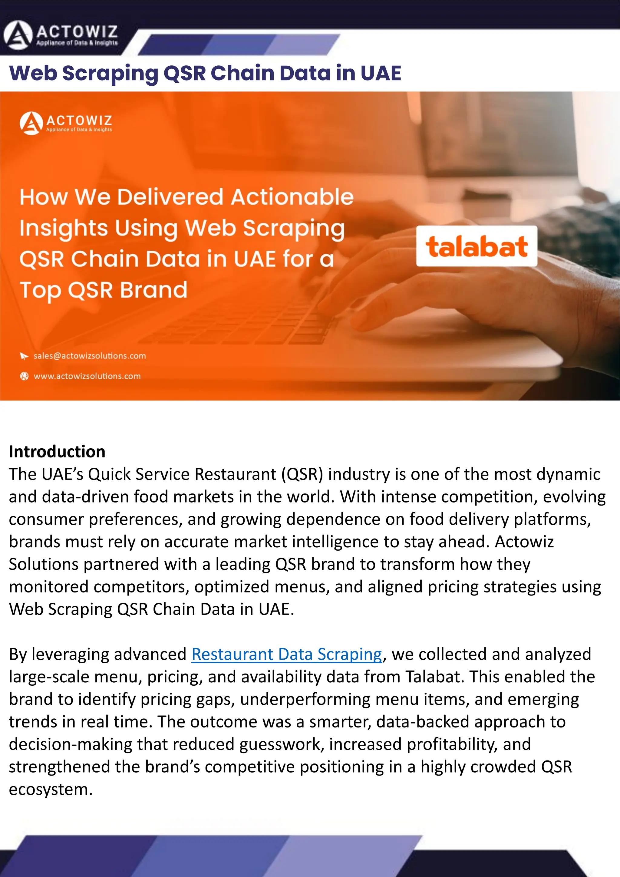 Web Scraping QSR Chain Data in UAE Actowiz Solutions | PDF