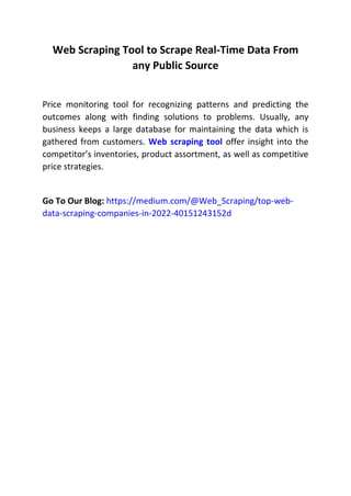 Web Scraping Tool to Scrape Real-Time Data From any Public Source | PDF ...