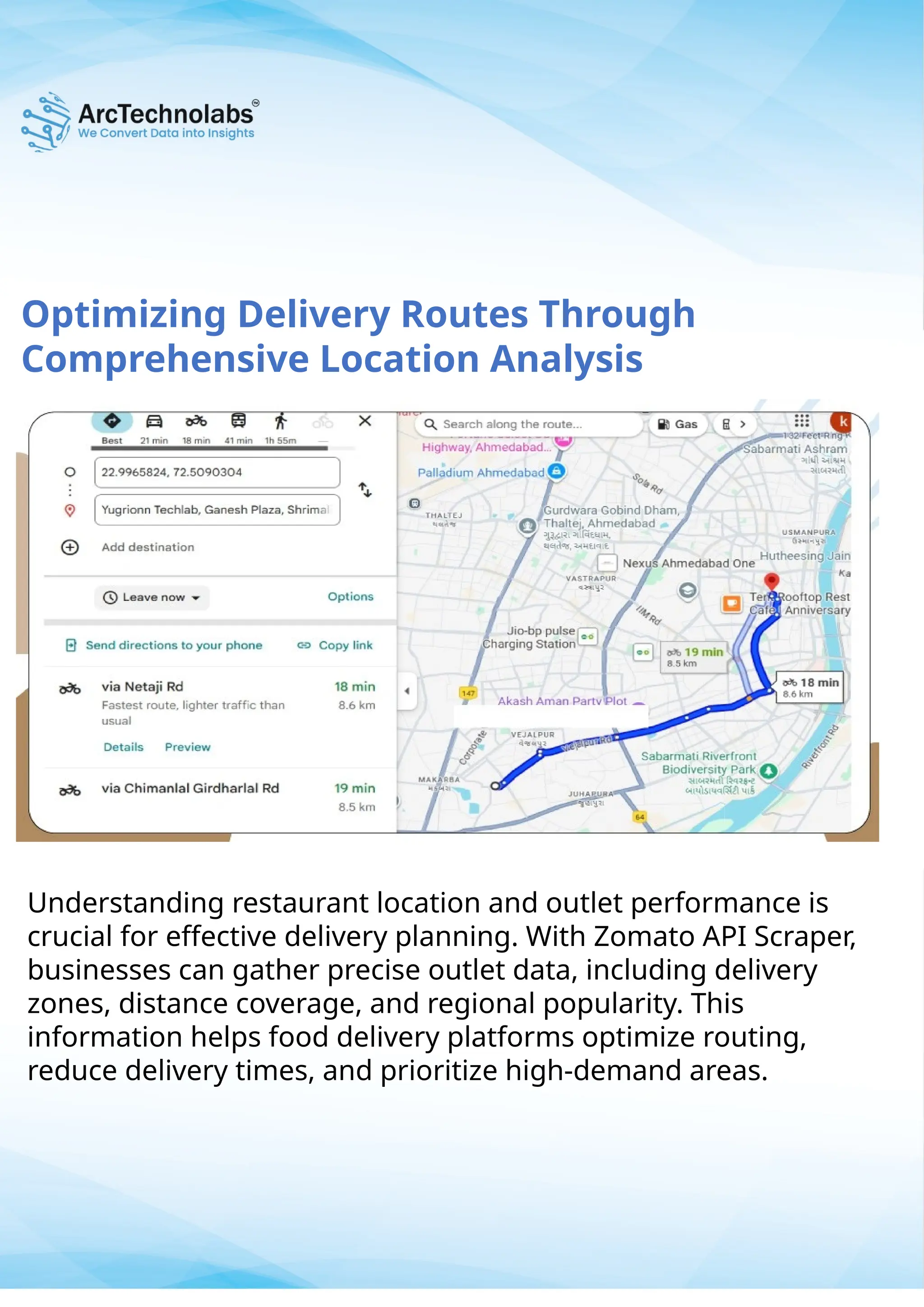 Optimizing Delivery Routes Through
Comprehensive Location Analysis
Understanding restaurant location and outlet performance is
crucial for effective delivery planning. With Zomato API Scraper,
businesses can gather precise outlet data, including delivery
zones, distance coverage, and regional popularity. This
information helps food delivery platforms optimize routing,
reduce delivery times, and prioritize high-demand areas.
 