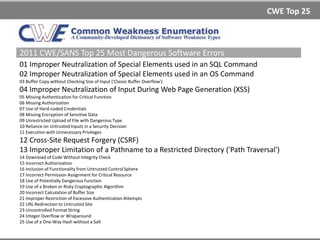 Tools
Vulnerability scanners:
• Acunetix WVS • W3af
• Skipfish • Grendel-Scan
• AppScan • Websecurify
• HP WebInspect • Burp Suite
• Nikto (Wikto) • Uniscan
• Netsparker • and more
Pentest Linux
back|track - http://www.backtrack-linux.org/
backbuntu - http://www.blackbuntu.com/
backbox - http://www.backbox.org/
Find more at…
http://sectools.org/tag/web-scanners/
http://www.owasp.org/index.php/Phoenix/Tools