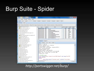 Burp Suite - Spider




       http://portswigger.net/burp/
 