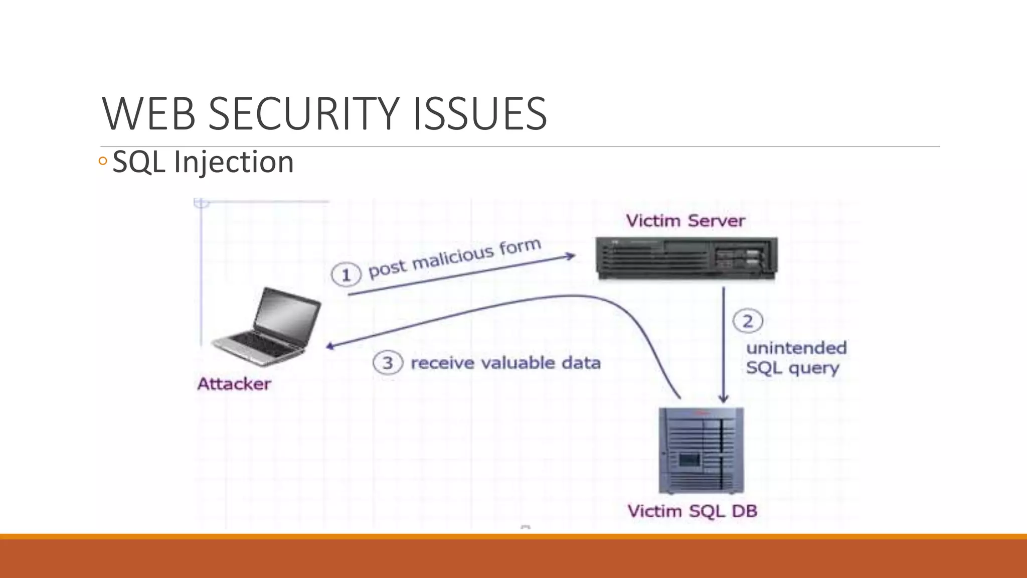 WEB SECURITY ISSUES
◦SQL Injection
 