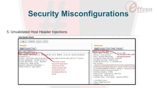 5. Unvalidated Host Header Injections
Security Misconfigurations
 