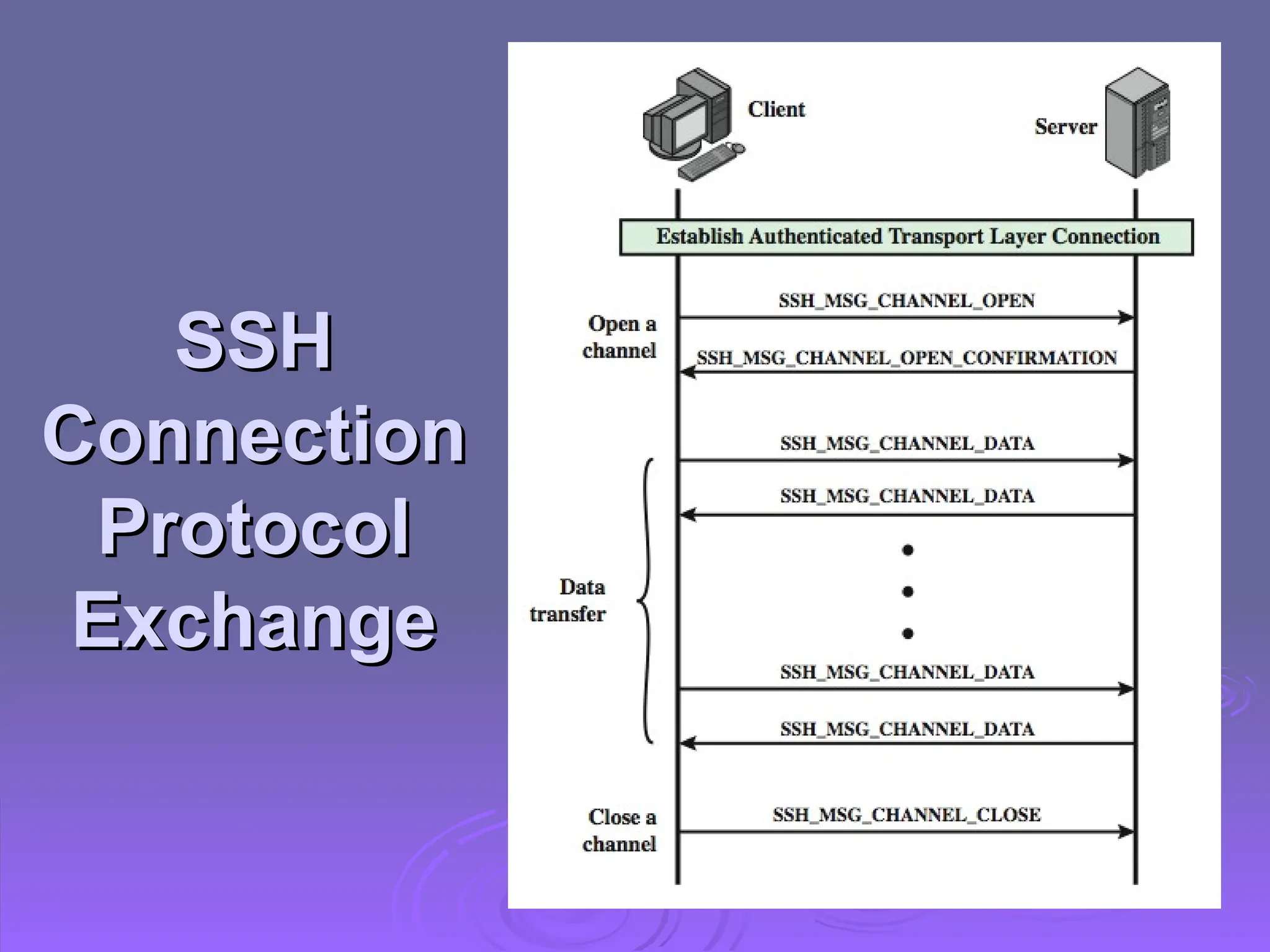 SSH
SSH
Connection
Connection
Protocol
Protocol
Exchange
Exchange
 
