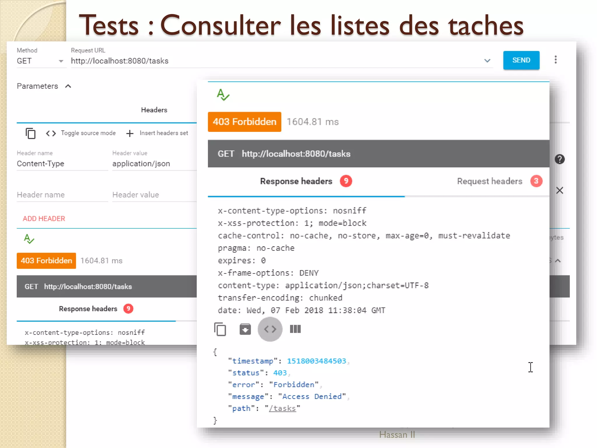 Tests : Consulter les listes des taches
med@youssfi.net | ENSET Université
Hassan II
 