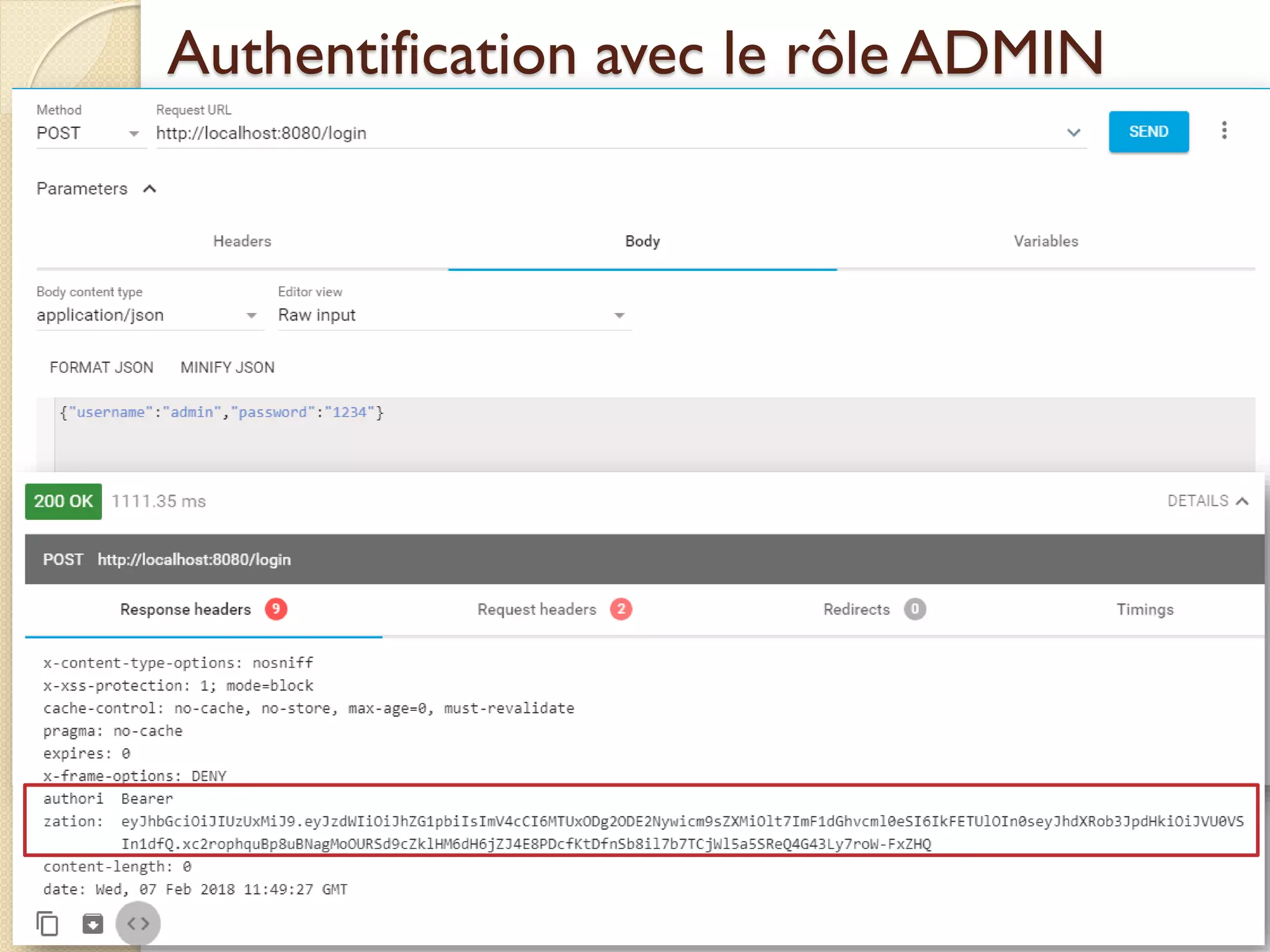 Authentification avec le rôle ADMIN
med@youssfi.net | ENSET Université
Hassan II
 