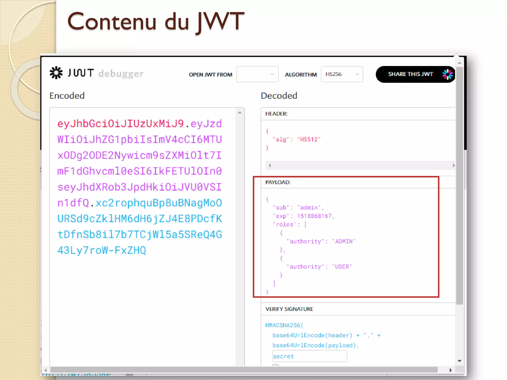 Contenu du JWT
med@youssfi.net | ENSET Université
Hassan II
 