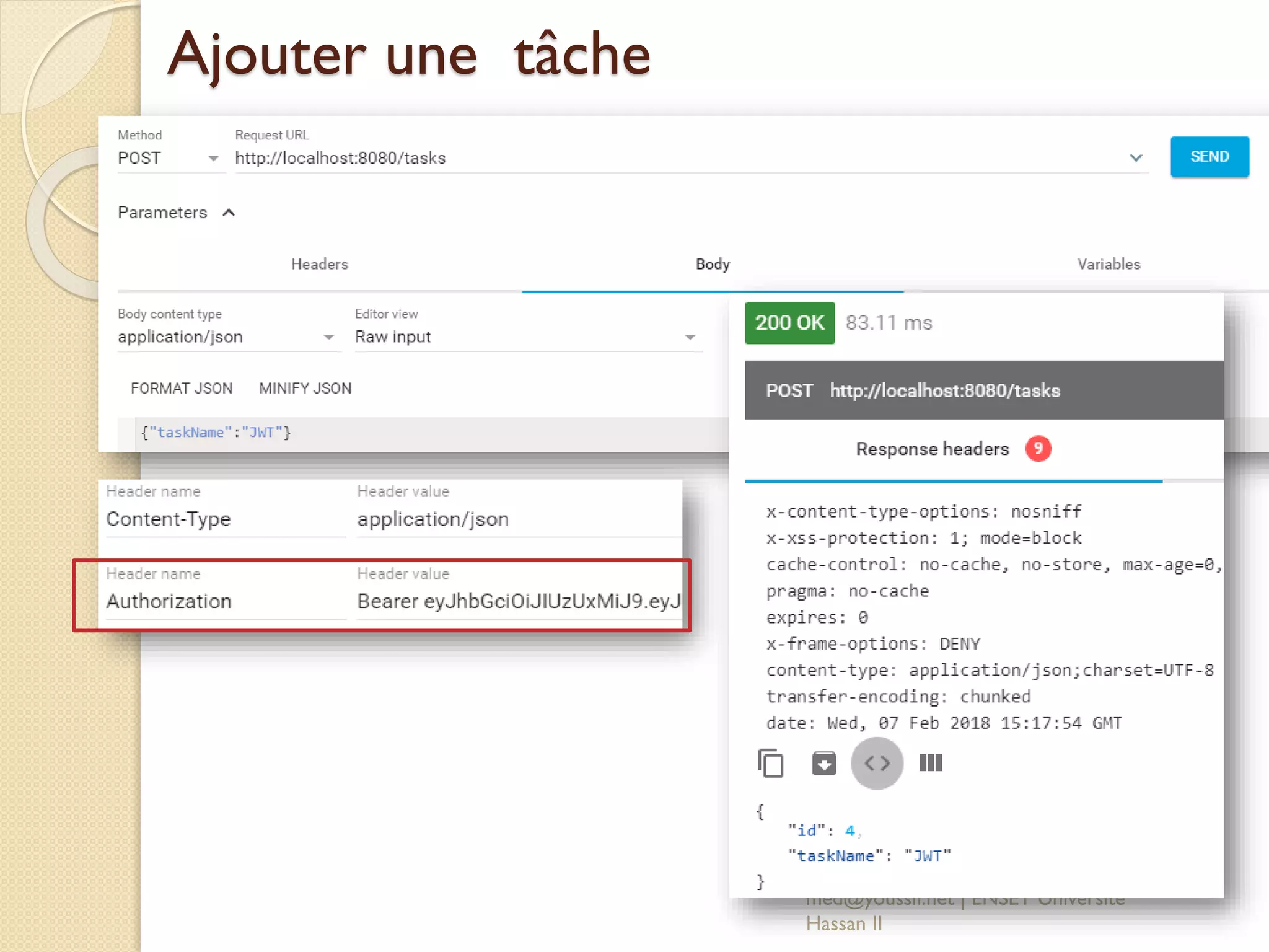 Ajouter une tâche
med@youssfi.net | ENSET Université
Hassan II
 