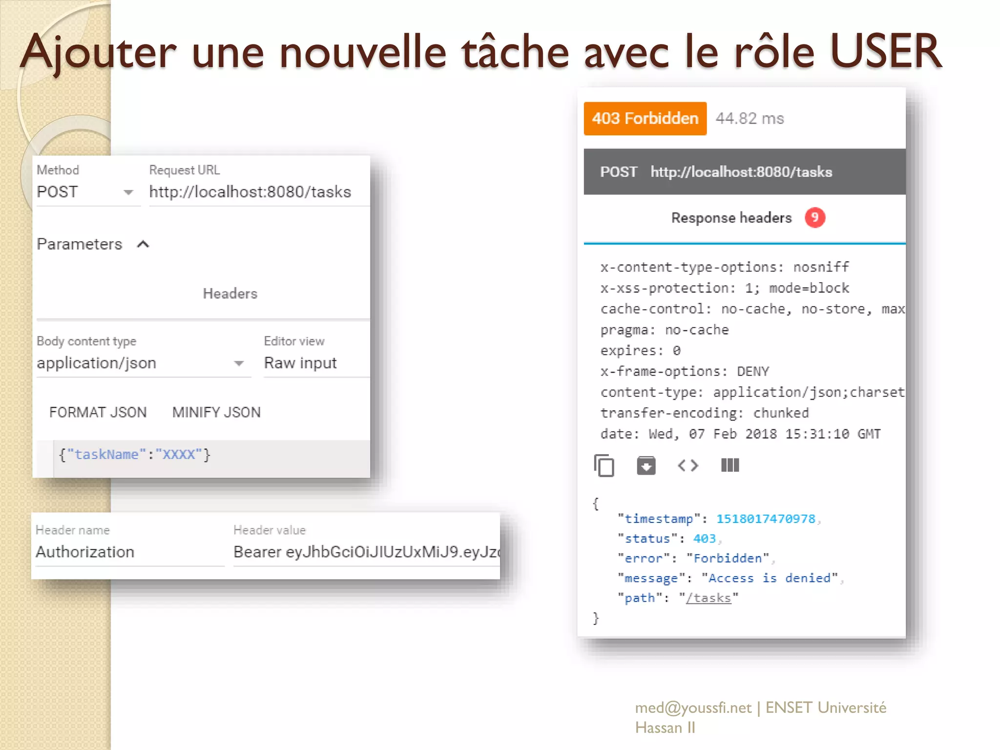 Ajouter une nouvelle tâche avec le rôle USER
med@youssfi.net | ENSET Université
Hassan II
 