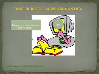 BENEFICIOS DE LA WEB SEMÁNTICA 3.bp.blogspot.com/_Hs-wiHMzCo8/SSHx5M1n9rI/AA...   3.0 Búsqueda de información de manera precisa. . 