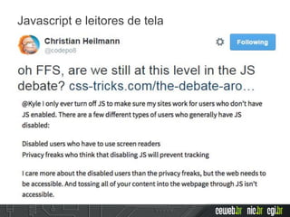 Javascript e leitores de tela
 