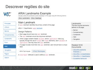 Descrever regiões do site
 