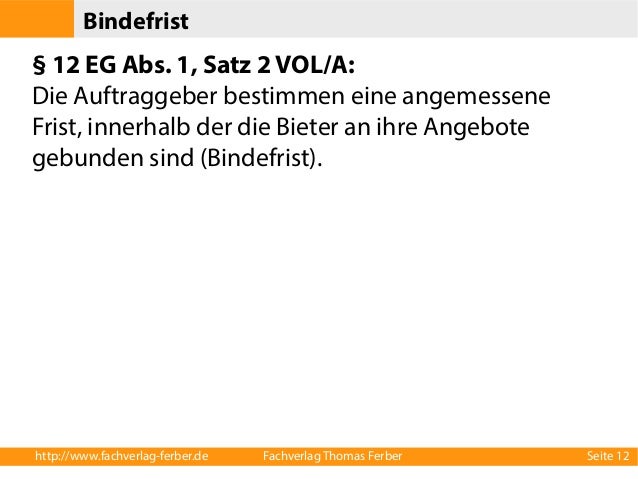Web-Seminar Praxisratgeber Vergaberecht - Bindefristen
