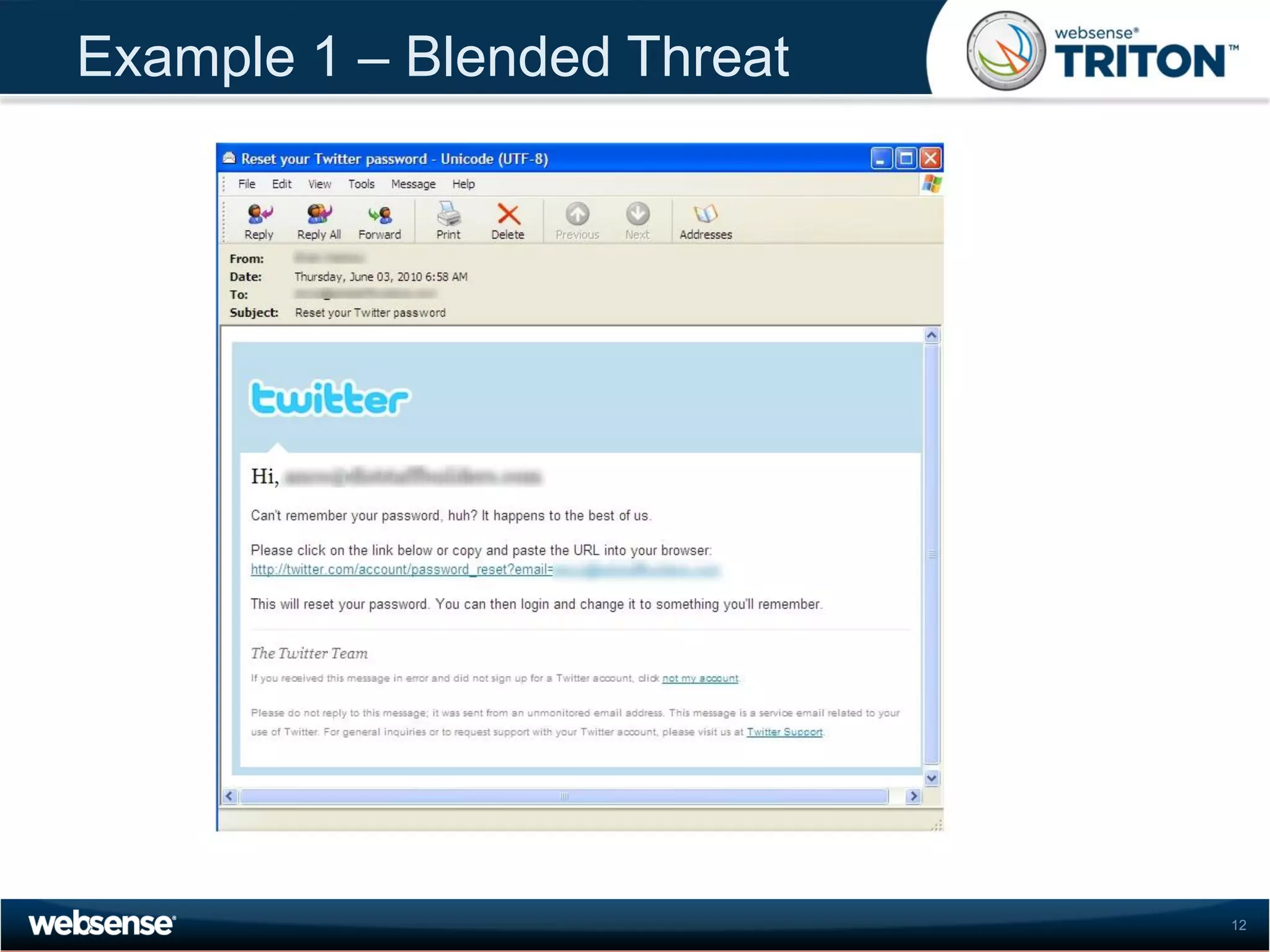 Example 1 – Blended Threat




                             12
 