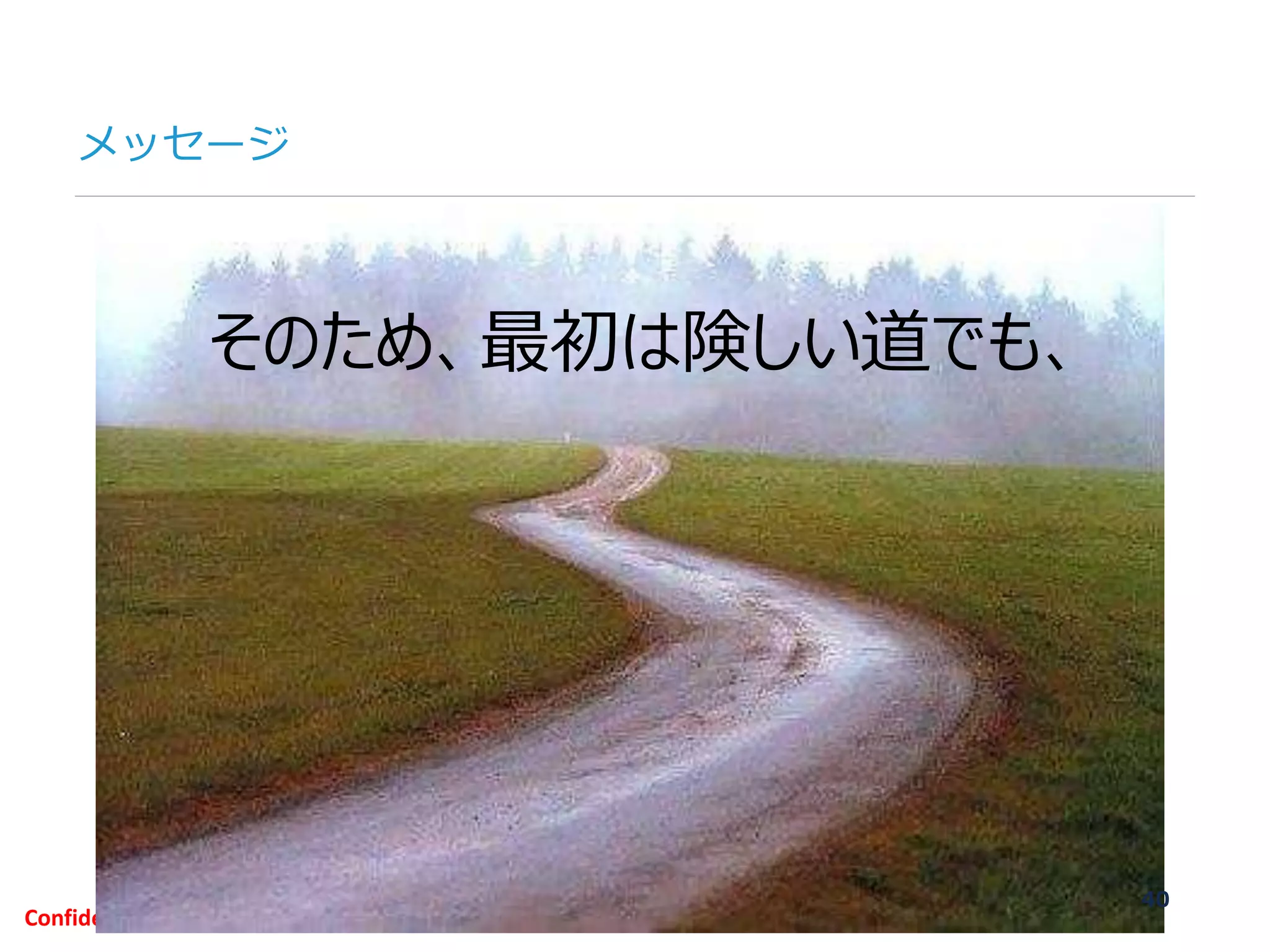 ©2007-2016 Nyle Inc. All Rights Reserved. Tel：03-6409-6766 お問い合わせ：http://ml.seohacks.net/semnarpdfConfidential
メッセージ
40
そのため、最初は険しい道でも、
 