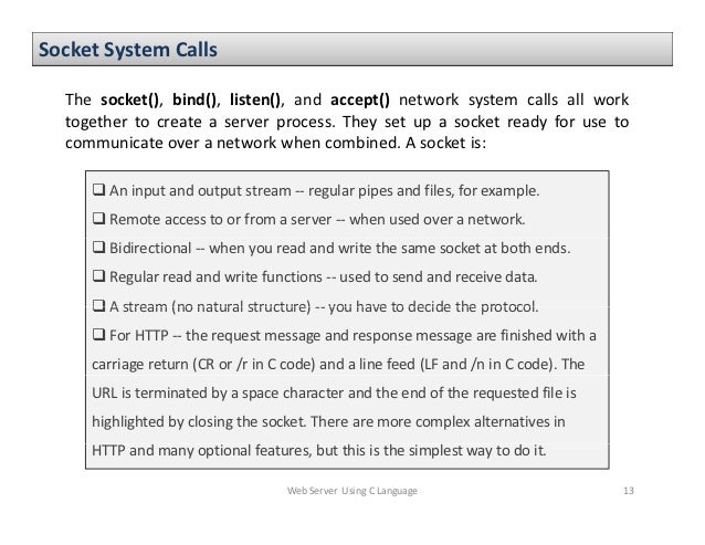 Write a simple web server in c