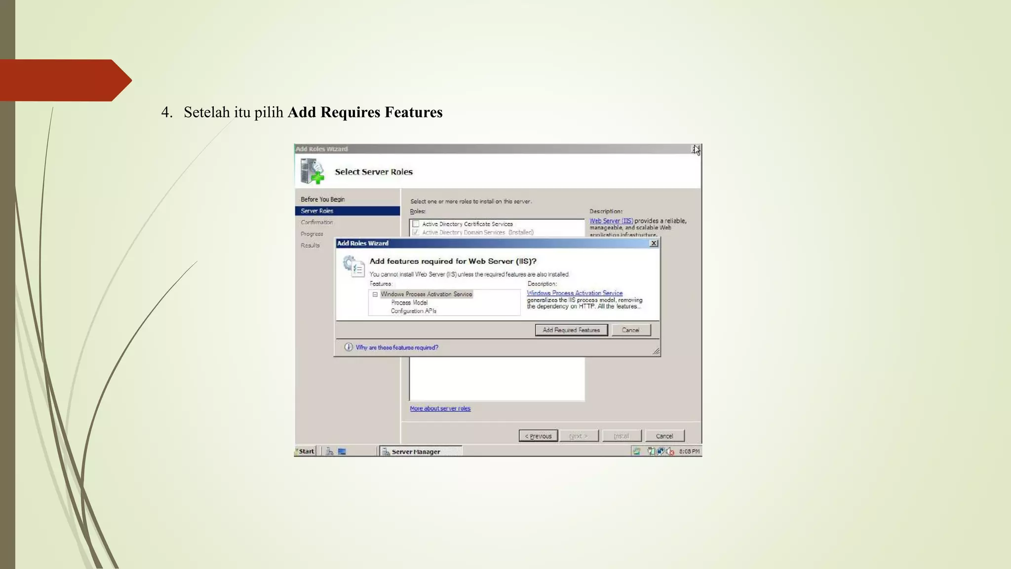 4. Setelah itu pilih Add Requires Features
 