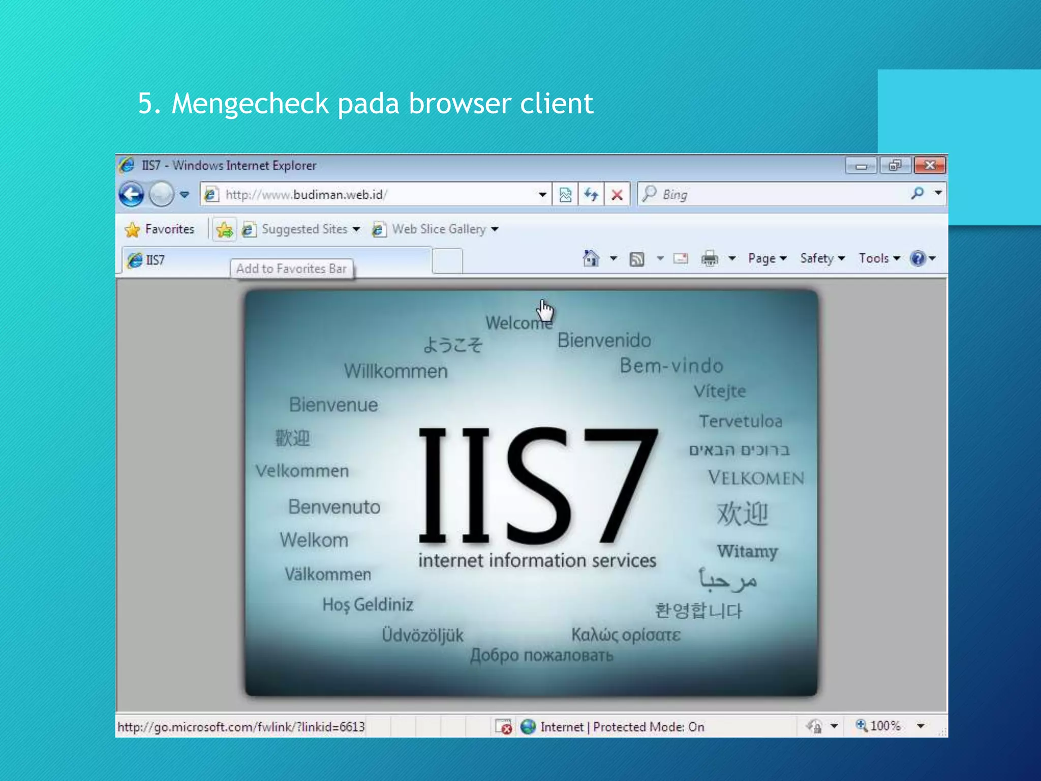 5. Mengecheck pada browser client
 