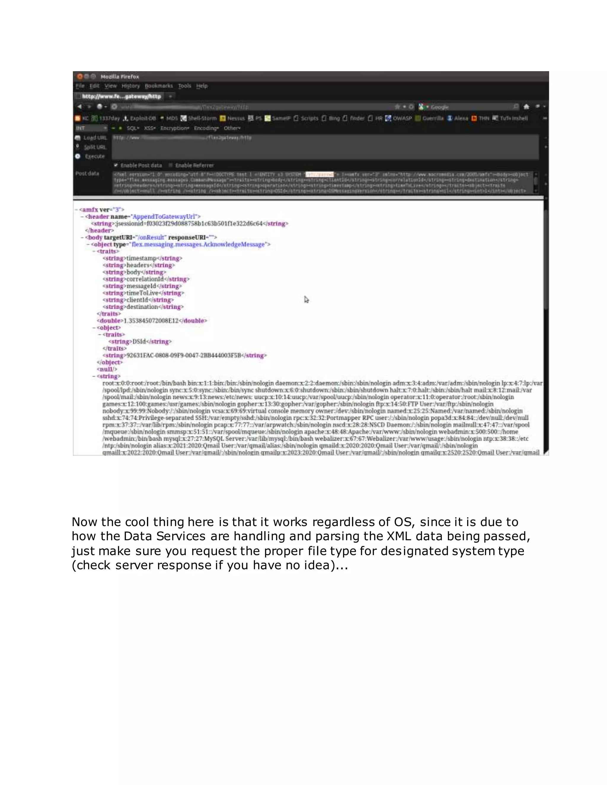 Now the cool thing here is that it works regardless of OS, since it is due to
how the Data Services are handling and parsing the XML data being passed,
just make sure you request the proper file type for designated system type
(check server response if you have no idea)...
 