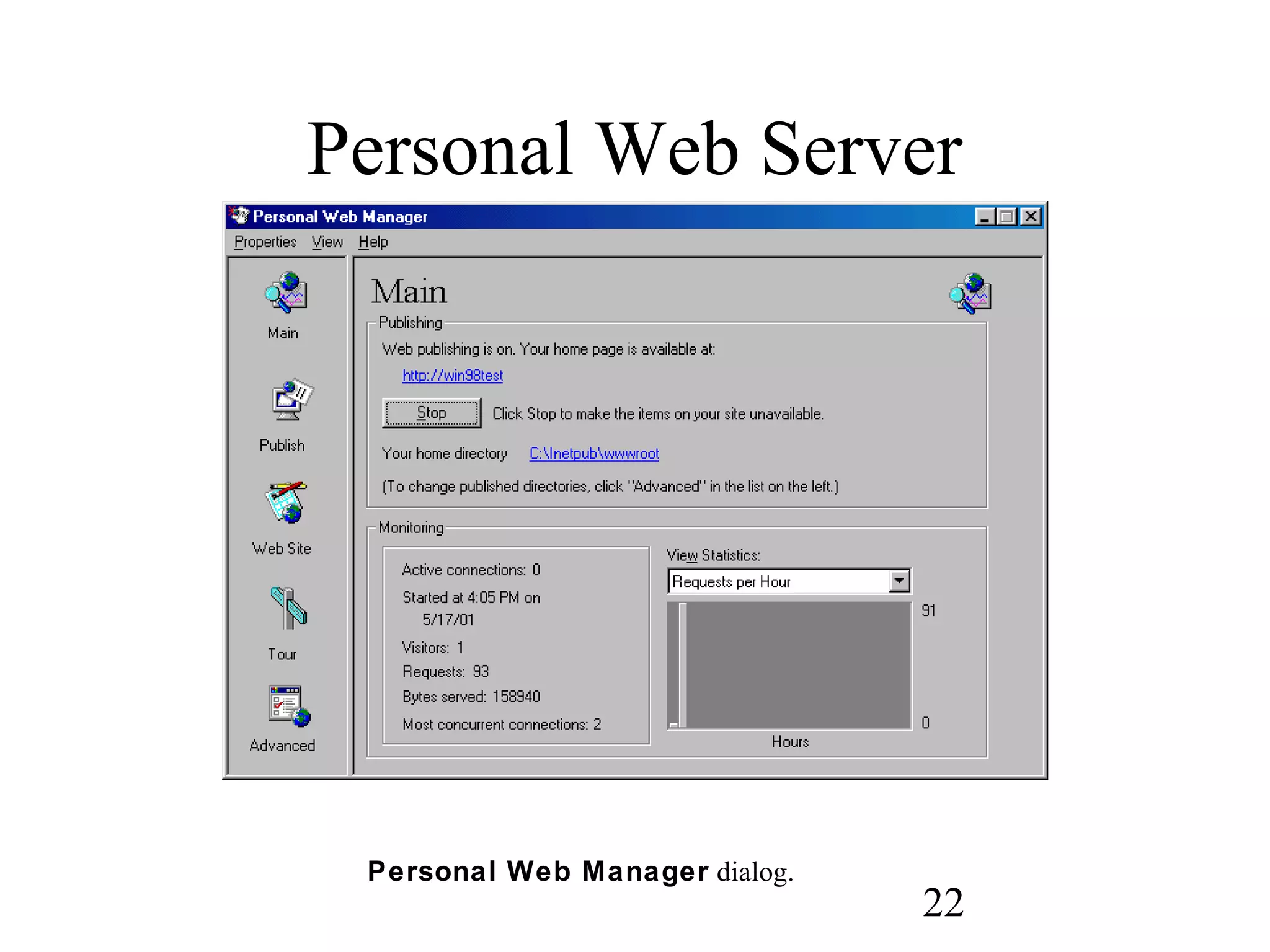 22
Personal Web Server
Personal Web Manager dialog.
 