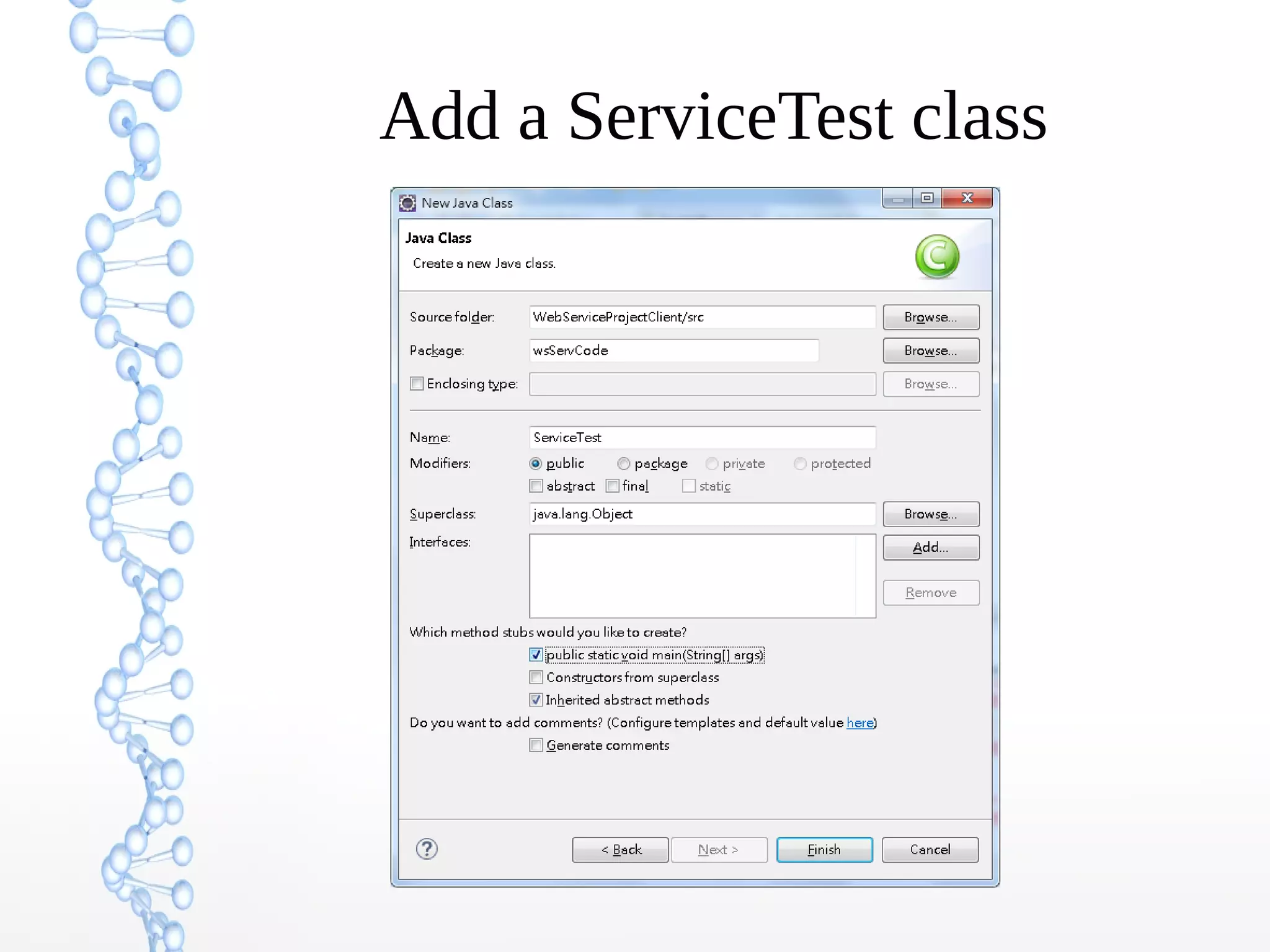 Add a ServiceTest class
 