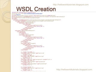 http://helloworldtutorials.blogspot.com

WSDL Creation

http://helloworldtutorials.blogspot.com

 
