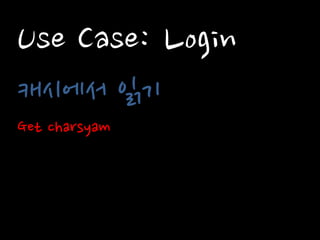 Use Case: Login 
캐시에서 읽기 
Get charsyam  