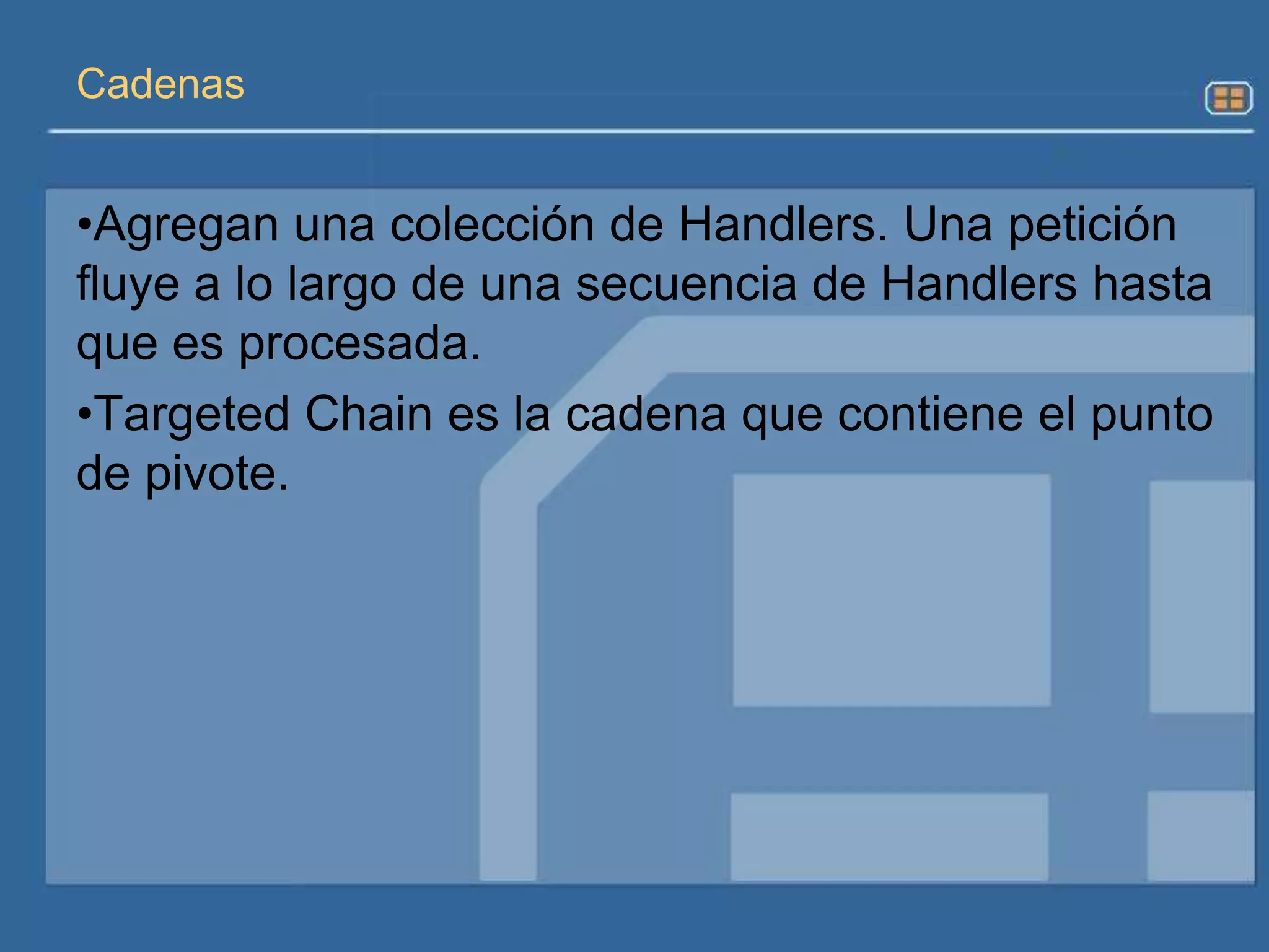 Descripción del servicioWSDL (Web Services Description Language)es una especificación que define cómo describir servicios Web usando una gramática XML.utiliza XML y XML SchemaEl documento WSDL representa un contrato entre el proveedor y el usuario de un servicio.Consumidor y proveedor del servicio quieren validar y interpretar los documentos que intercambianlos dos necesitan acceso a una descripción del servicioWSDL se usa:En la fase de despliegue para crear los interfaces de servicio.Algunas implementaciones SOAP, también usan WSDL durante la ejecución para soportar comunicaciones dinámicasActualmente, la mayoría de las herramientas usan WSDL 1.1WSDL: presentaciónbásica