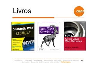 Livros




Introdução   Principais Tecnologias Exemplo de Aplicação   Composição de Web   49
          Services   Semantic Web Services  Conclusão    Referências
 