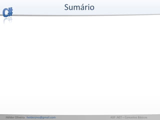 Hélder Oliveira helderjmo@gmail.com ASP .NET – Conceitos Básicos
 