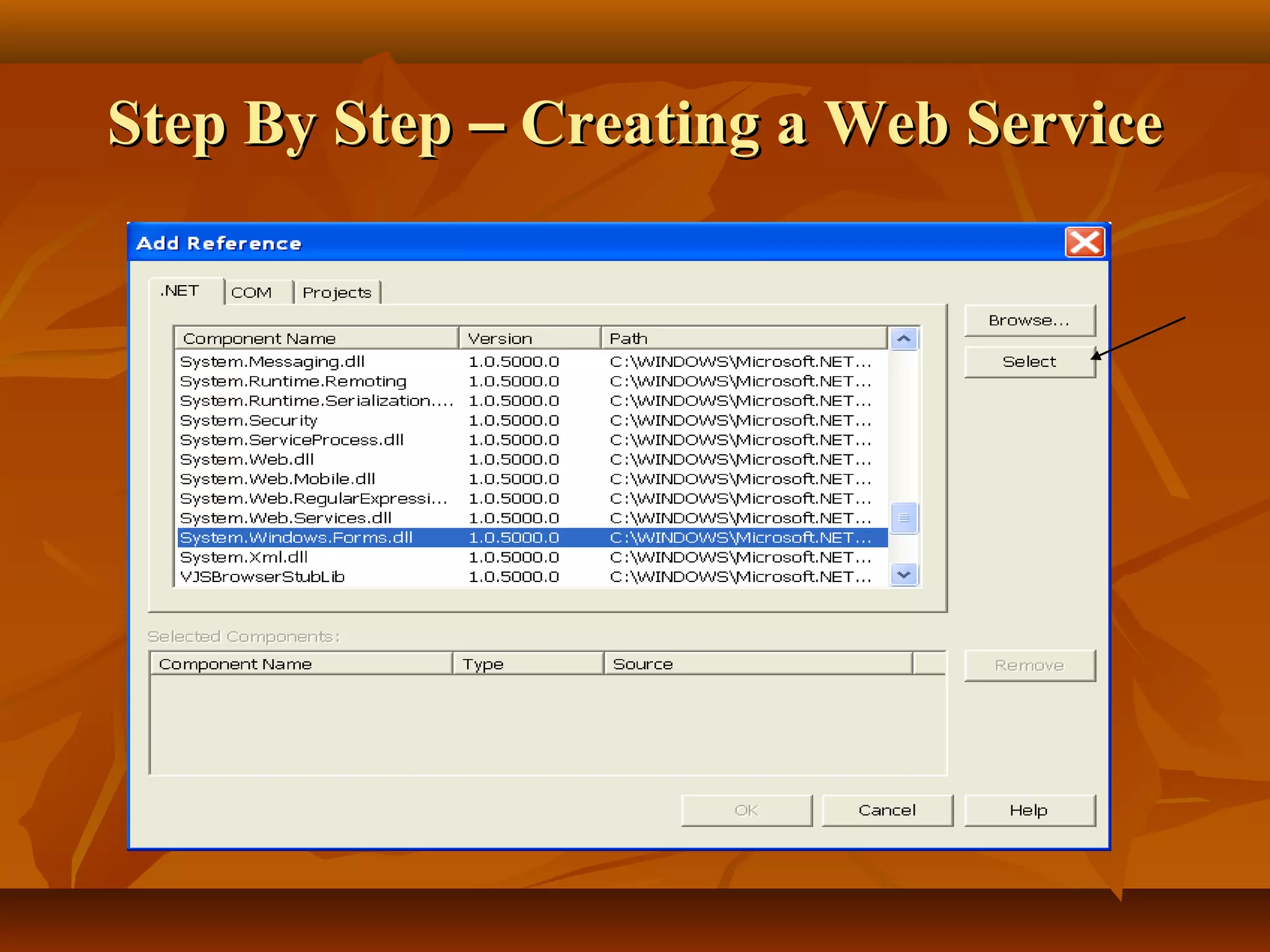 Step By StepStep By Step –– Creating a Web ServiceCreating a Web Service
 