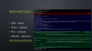 REST-METODAT


• GET - READ
• POST - CREATE
• PUT - UPDATE
• DELETE – REMOVE
HTTP://API.SCARDS.COM
 