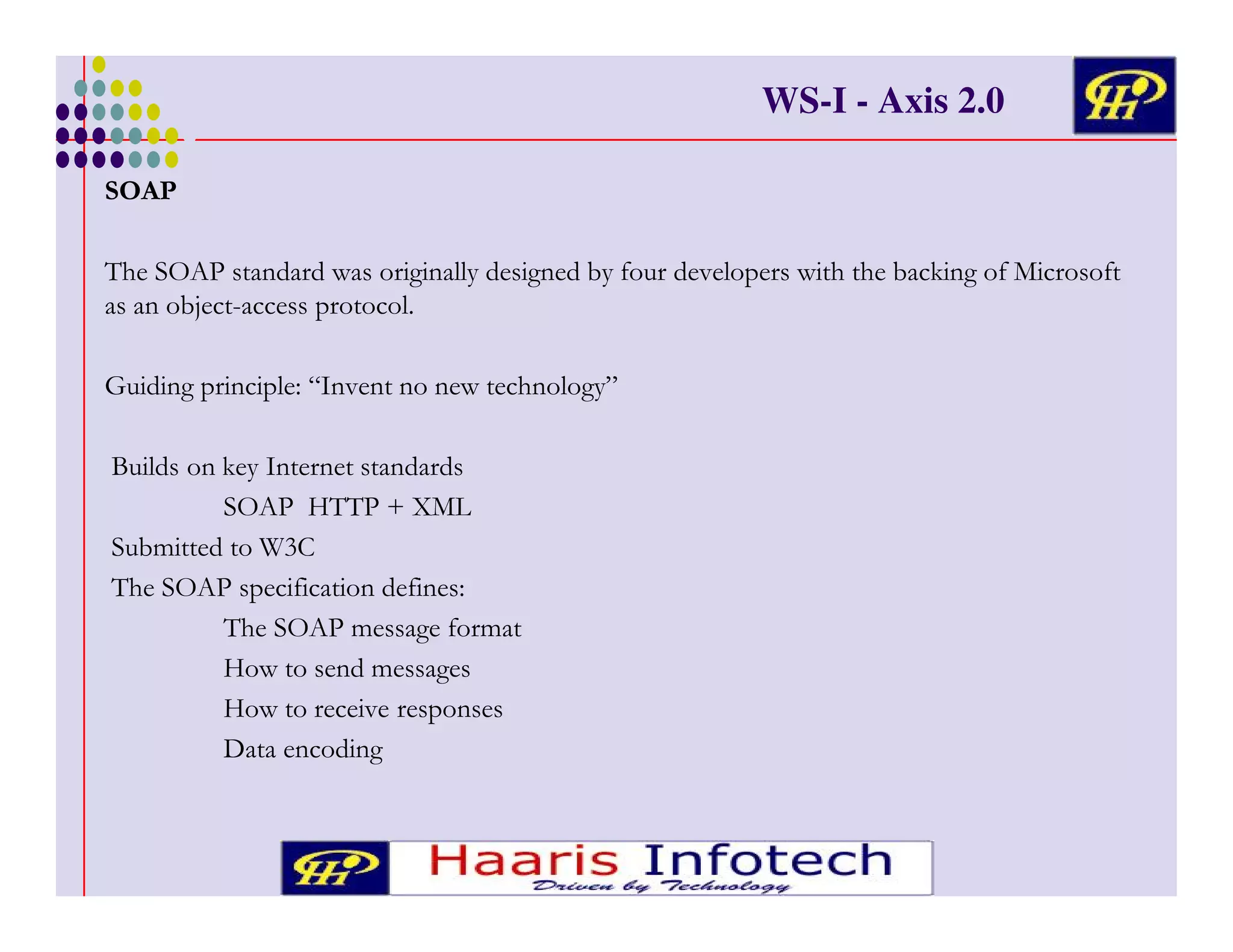 WS-I - Axis 2.0
7 .
"#

&
&
+
6

7)
5)&

!

!

! ,8
& 4

&
*
# & +
9

3 +4
"" :

)(
"#

0
! '
"#

+' )

'
(
(

,
' (

!

&!

##

3

'

'

 
